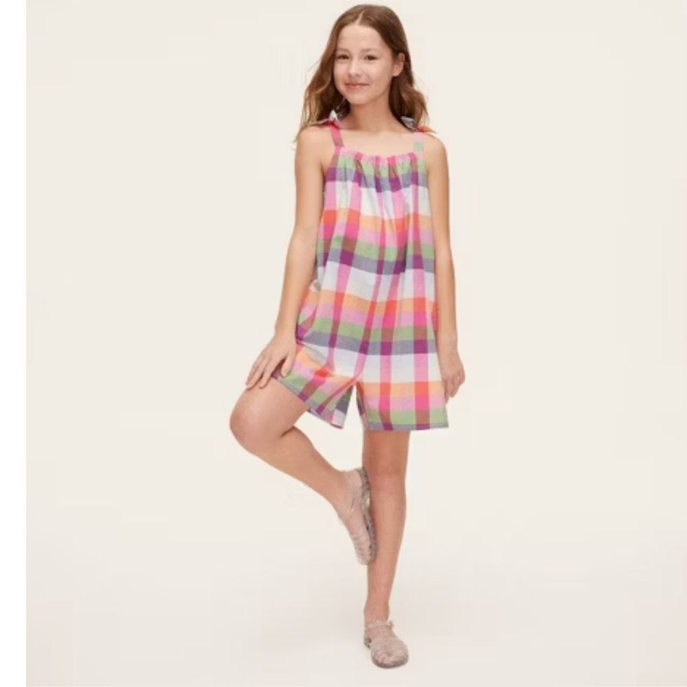 Girls' Plaid Tie-Shoulder Poplin Romper - kate spade new york x Target nwt XS